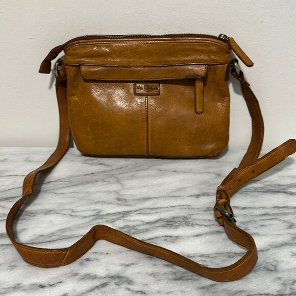 Vilenca Holland Crossbody Shoulder Bag Purse Brown Cognac Woven Leather - Picture 1 of 12